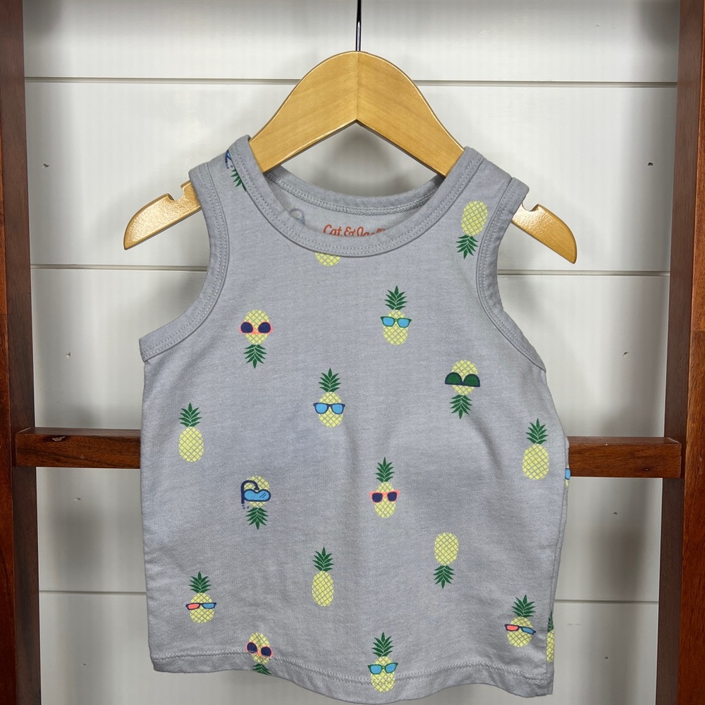 Cat & Jack Gray Pineapple Print Kids Tank Top